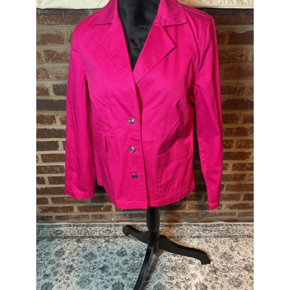 Monroe & Main Women's Blazer Jacket Size 12 Fuchsia Pink Career Button‎